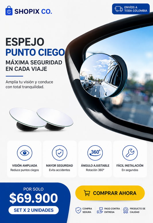 Espejo Punto Ciego 360° | Paga 1 Lleva 2