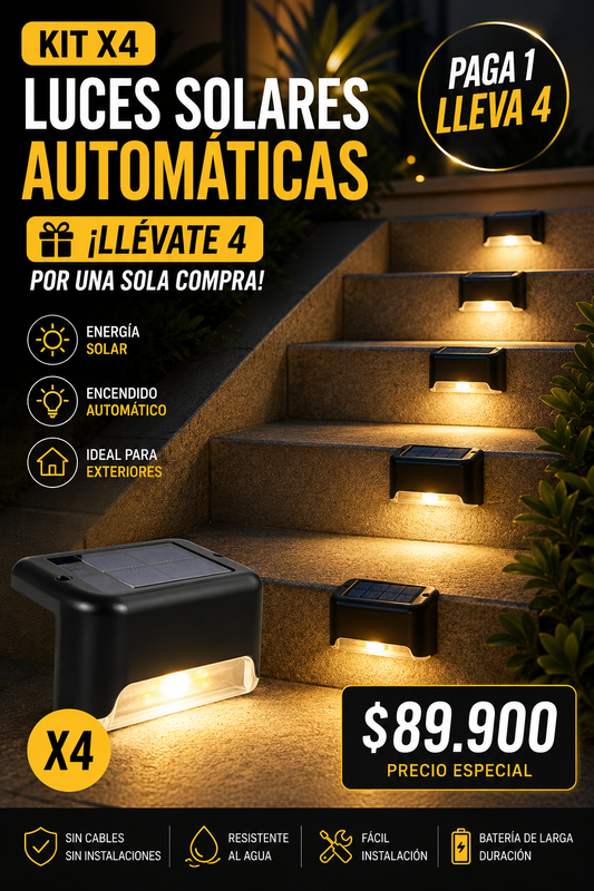 💡 Kit x4 Luces Solares Automáticas